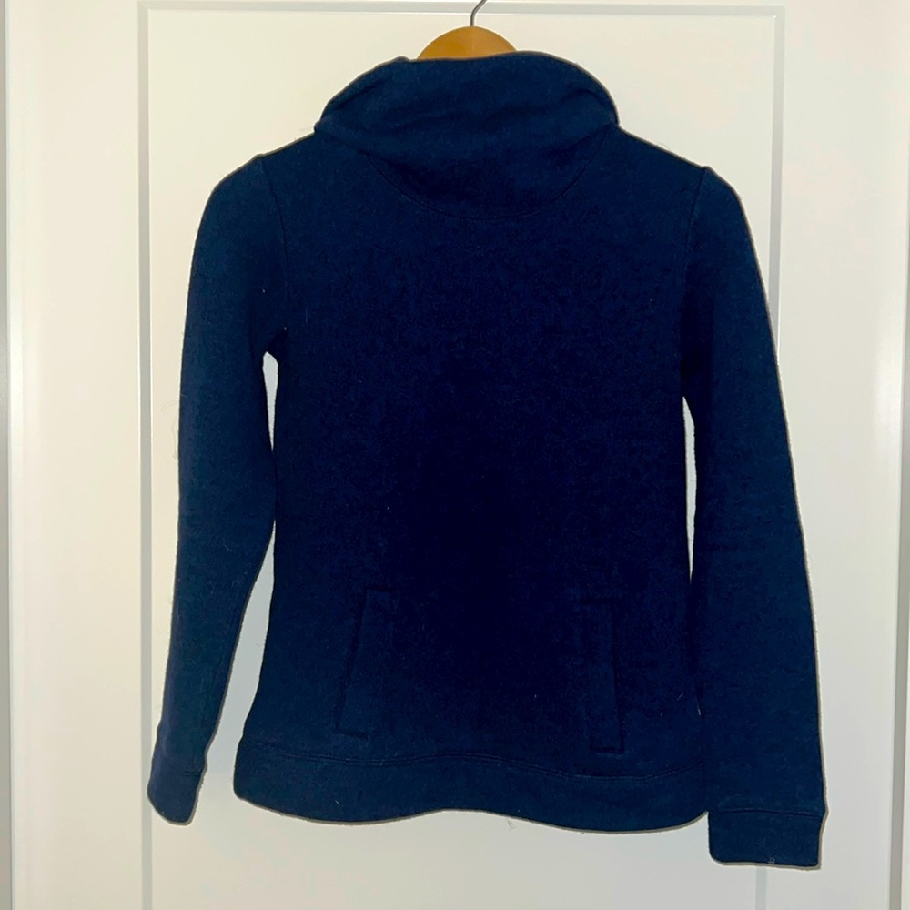 J. Crew. Sweater with flowy turtle neck. Navy blue. Like new.